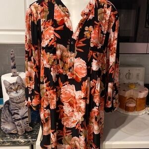 X womens j.t.b. floral stretch 3/4 sleeve plus size top 3X